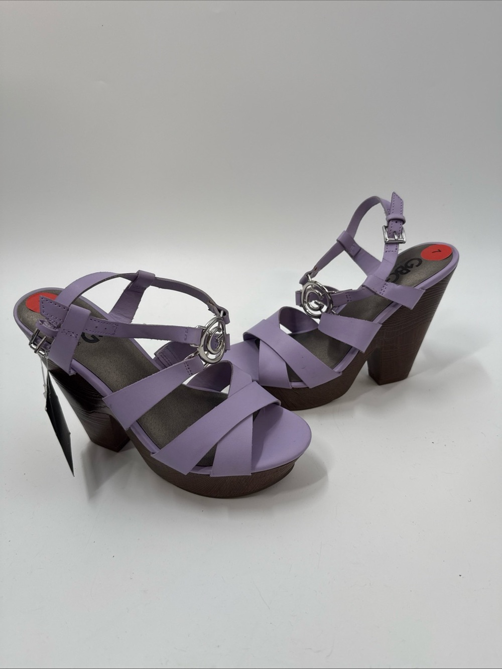 Lilac Strappy Platform Heels with Silver Accent Buckle